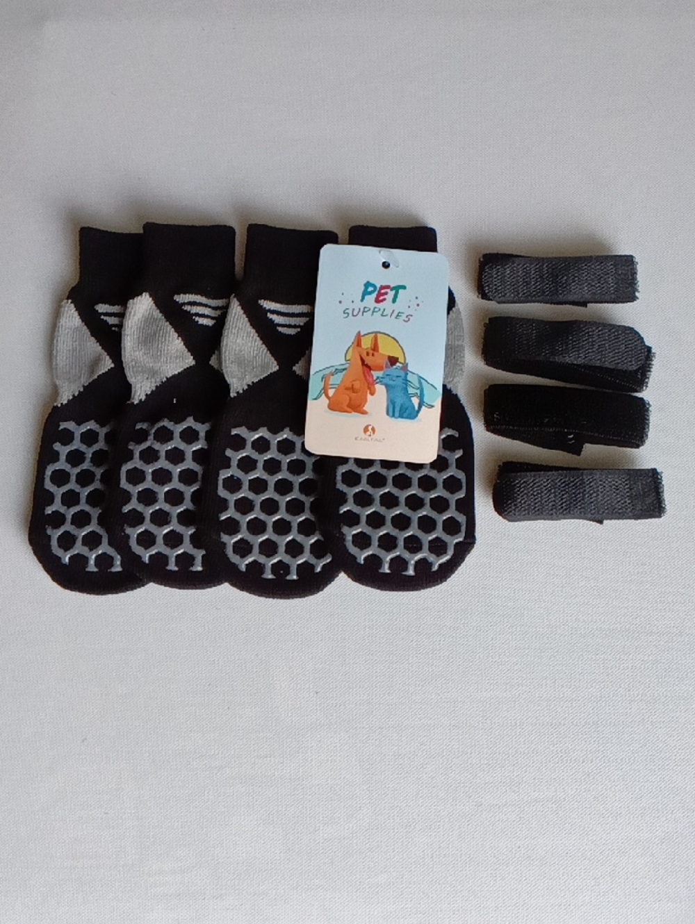 Non-Slip Dog 🐶 Paw Socks - Black & Gray Size Small